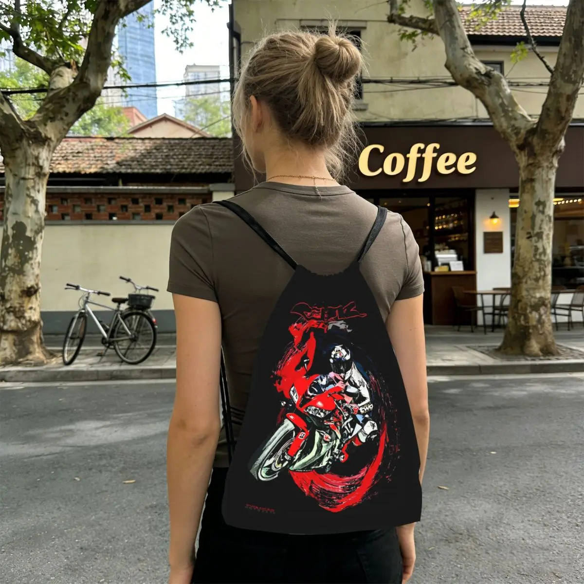 

Pecco Bagnaia Backpacks Casual Drawstring Bags Shoes Bag Book Bags for Travel School