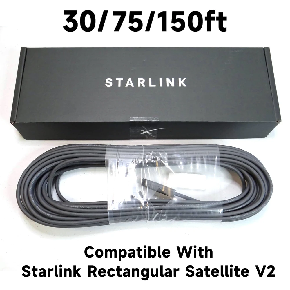 NEW Starlink Satellite Internet Replacement Cable 150 ft 75\' for Starlink V2 Rectangular Dish Genuine Replacement Cable Router