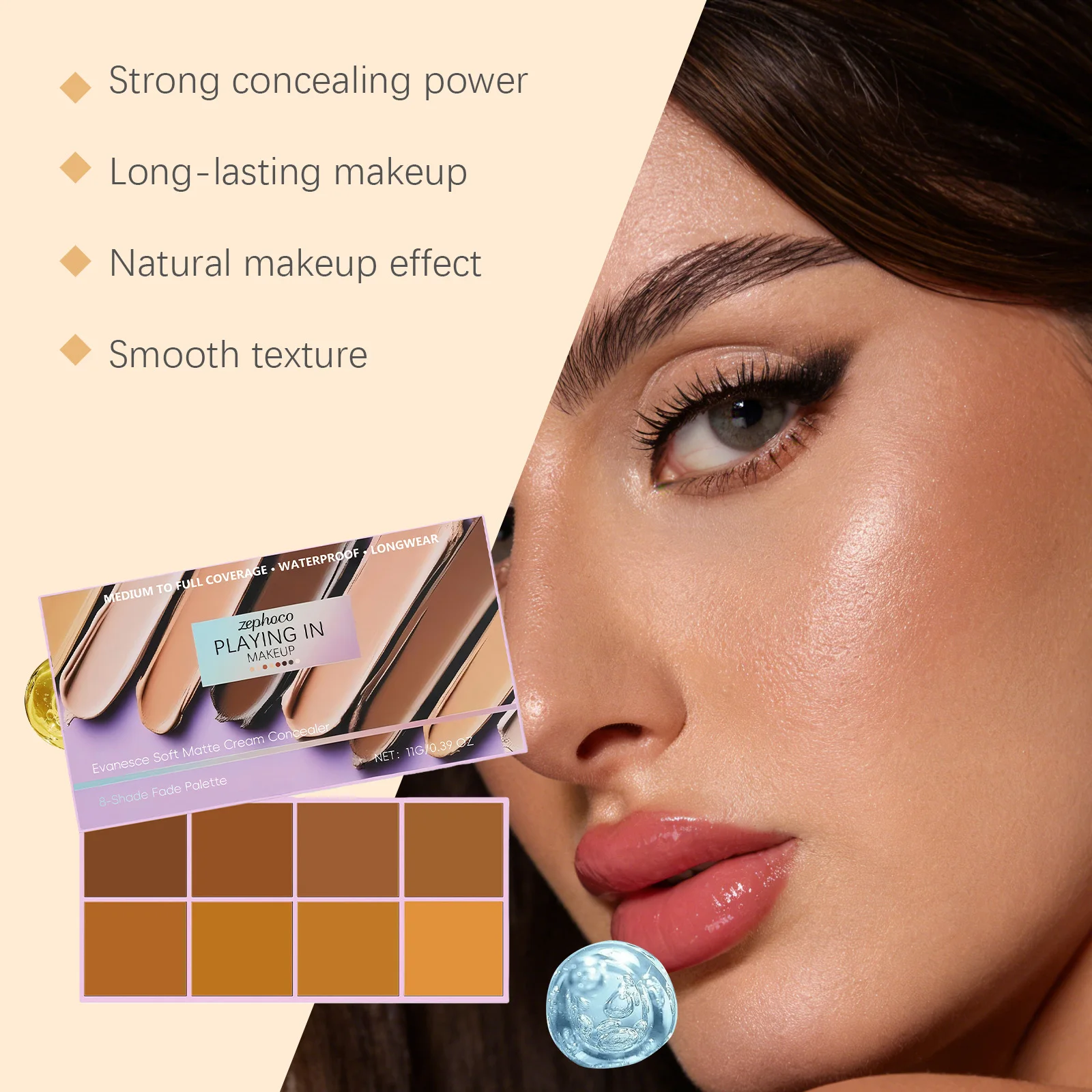Cover Skin Blemishes Cream Waterproof Oil-Controlling Hide Spots Full Coverage Contour Makeup Sweatproof Dark Circles Concealer