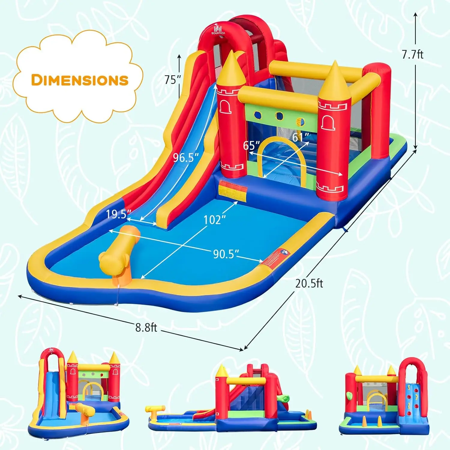 Nadmuchiwana zjeżdżalnia wodna, Mega Park wodny Bounce House zjeżdżalnia wodna Combo do zabawy na świeżym powietrzu w/750W dmuchawa, brodzik, wysadzenie W powietrze