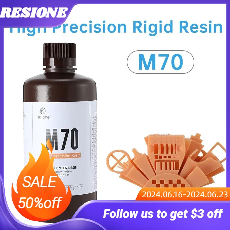 

Resione M70 1kg Little Smell 3d Printer Resin For Elegoo Anycubic SLA DLP LCD 405nm UV Resin 3D Printer