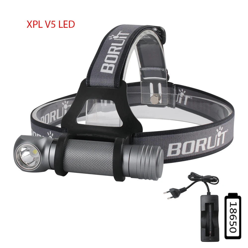 BORUiT Powerful LED Headlamp 1000LM 18650 Battery Headlight Waterproof Head Torch Fishing Flashlight For Outdoor Camping