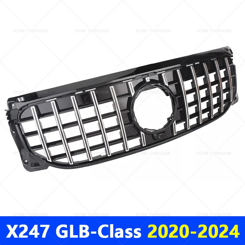 for 2020-2024 X247 GLB-Class Mercedes Benz GLB180 GLB200 GLB250 GT Style Silver Black Upper Bumper Hood Mesh Front Grill Grille