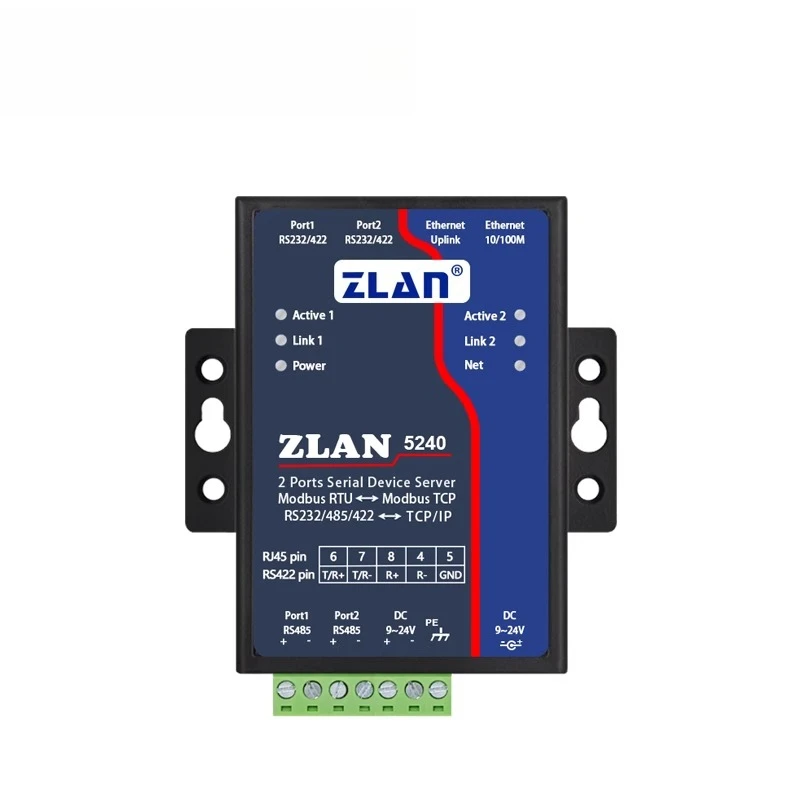 

Modbus gateway 2 serial port server 2 port 2 channel 485 to Ethernet dual network port ZLAN5240
