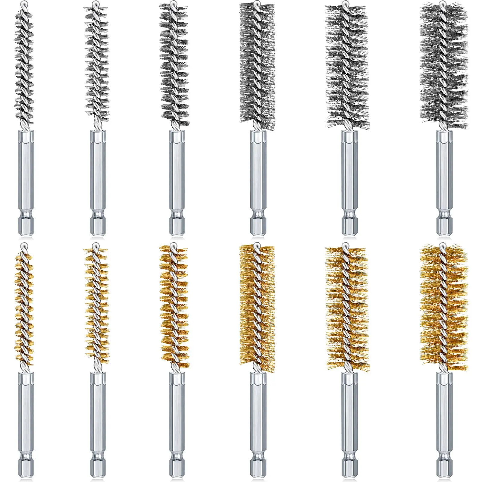 เหล็กเจาะแปรงลวด Twisted ลวดสแตนเลสทำความสะอาดแปรงจับ1/4นิ้ว Hex Shank สำหรับผลกระทบ driver