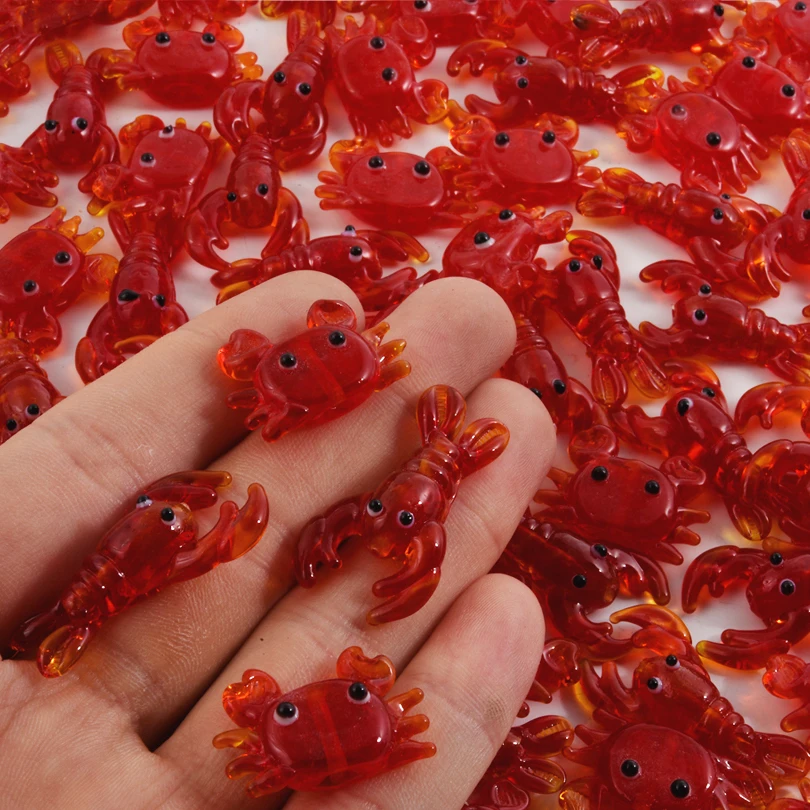 2/5pcs Red Crab/Lobster Charms For Jewelry Making Supplies Ocean Animal Pendants Glass/Enamel DIY Earrings Keychain Beach Charm