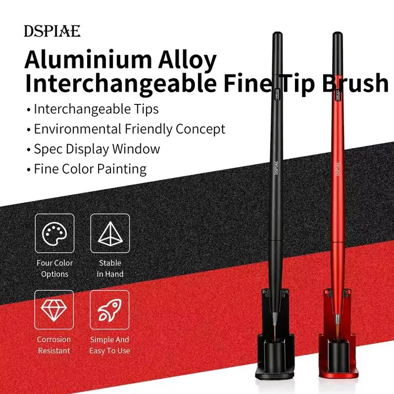 DSPIAE AT-FB Series Aluminum Alloy Modeling Brush Interchangeable Tip Face Pen Fine Pointed Brush Coloring Pen Set Craft Tools