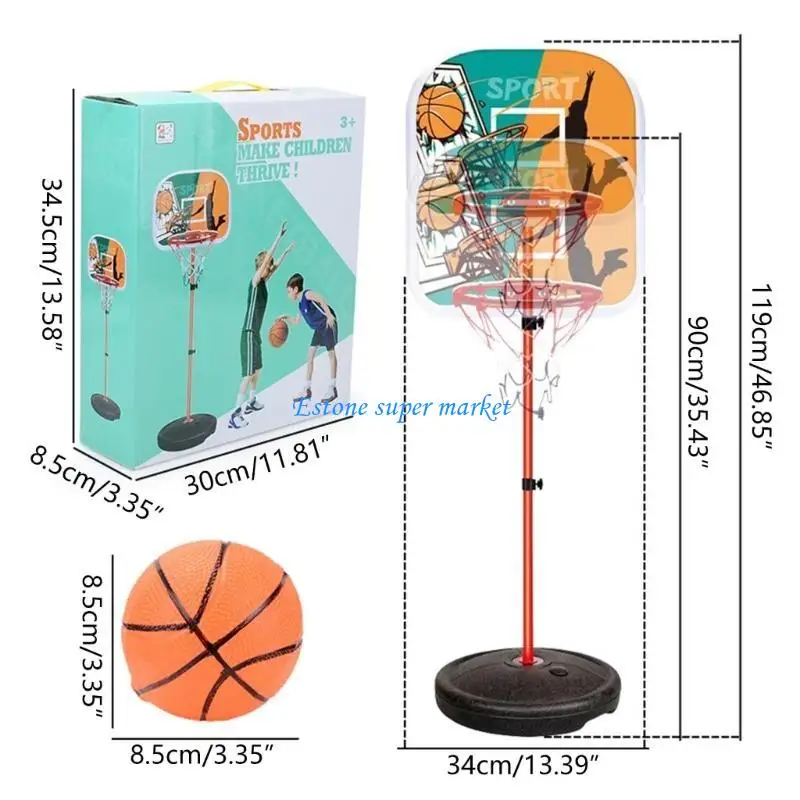 كرة السلة للأطفال 090B بارتفاع 2.9-3.9FT كرة صغيرة محمولة للعب في الأماكن المغلقة والخارجية #6