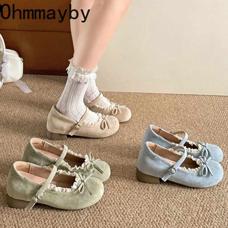 

Vintage Round Toe Mid Heels Women Mary Jane Shoes 2026 New Spring Women's Butterfly-knot Shoes Ladies Elegant Dress Pumps