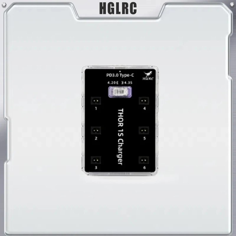 HGLRC Thor 1S Ladegerät V2 6 Port Max 65W für PH2.0 MX2.0 A30 BT2.0 Stecker 4,2V 4,35V LIHV 1S LiPo Akku
