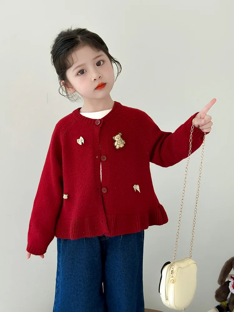 

Girls Sweater Knitwear Jacket Spring and Autumn Wear2025New stylish baby cardigan top autumn children's clothing