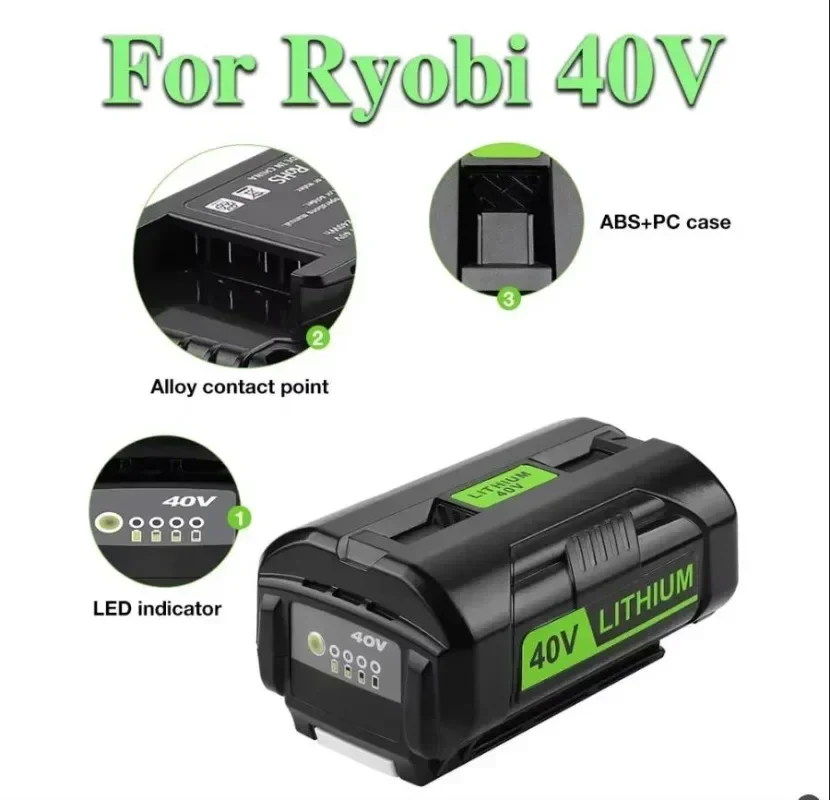 Lithium battery 40V 6.0Ah-9.0Ah-12.0Ah OP4040 OP4026 OP4030 OP4050 OP4060A OP40201 OP40301 for Ryobi series wireless power tools