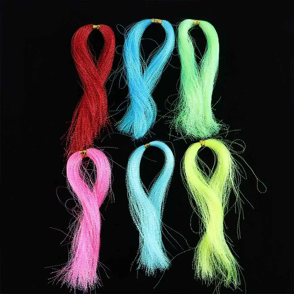 1pc Crystal Shining String Hook Lure Assist Fly Fishing Tool Luminous Silk Twisted Strand String Tying Lure Flies Accessories