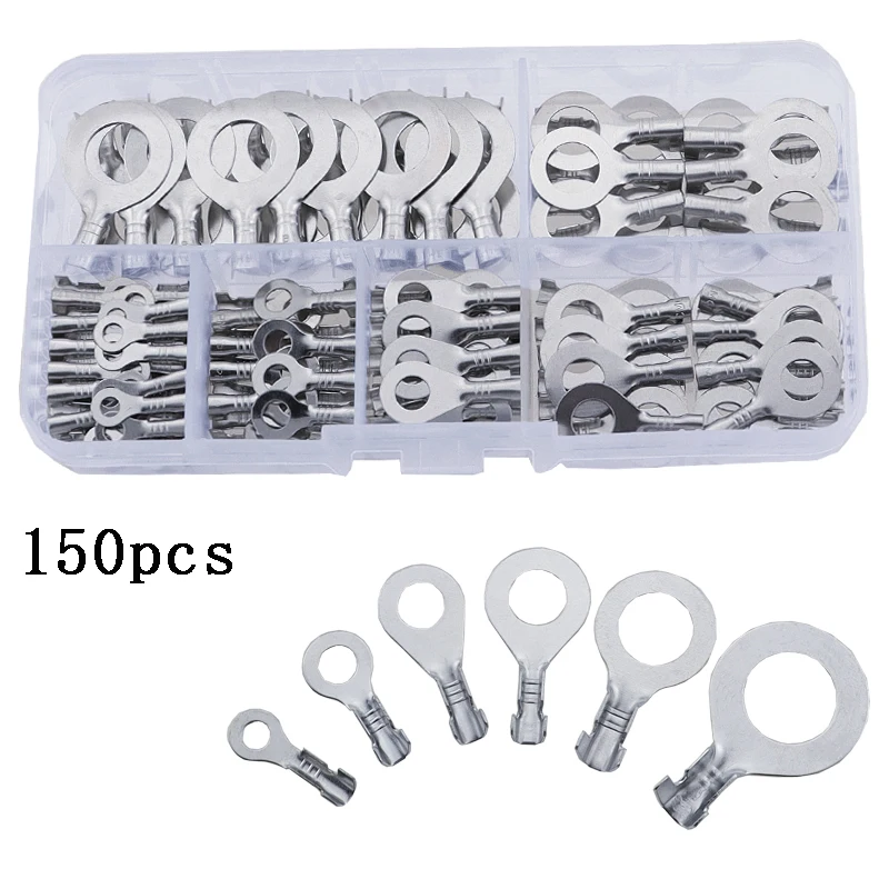150pcs/set Terminal Block DJ431M3/M4/M5/M6/M8/M10  O-type Lugs Terminals Cold-Pressed Wire Connector Copper Tab Wiring Nose