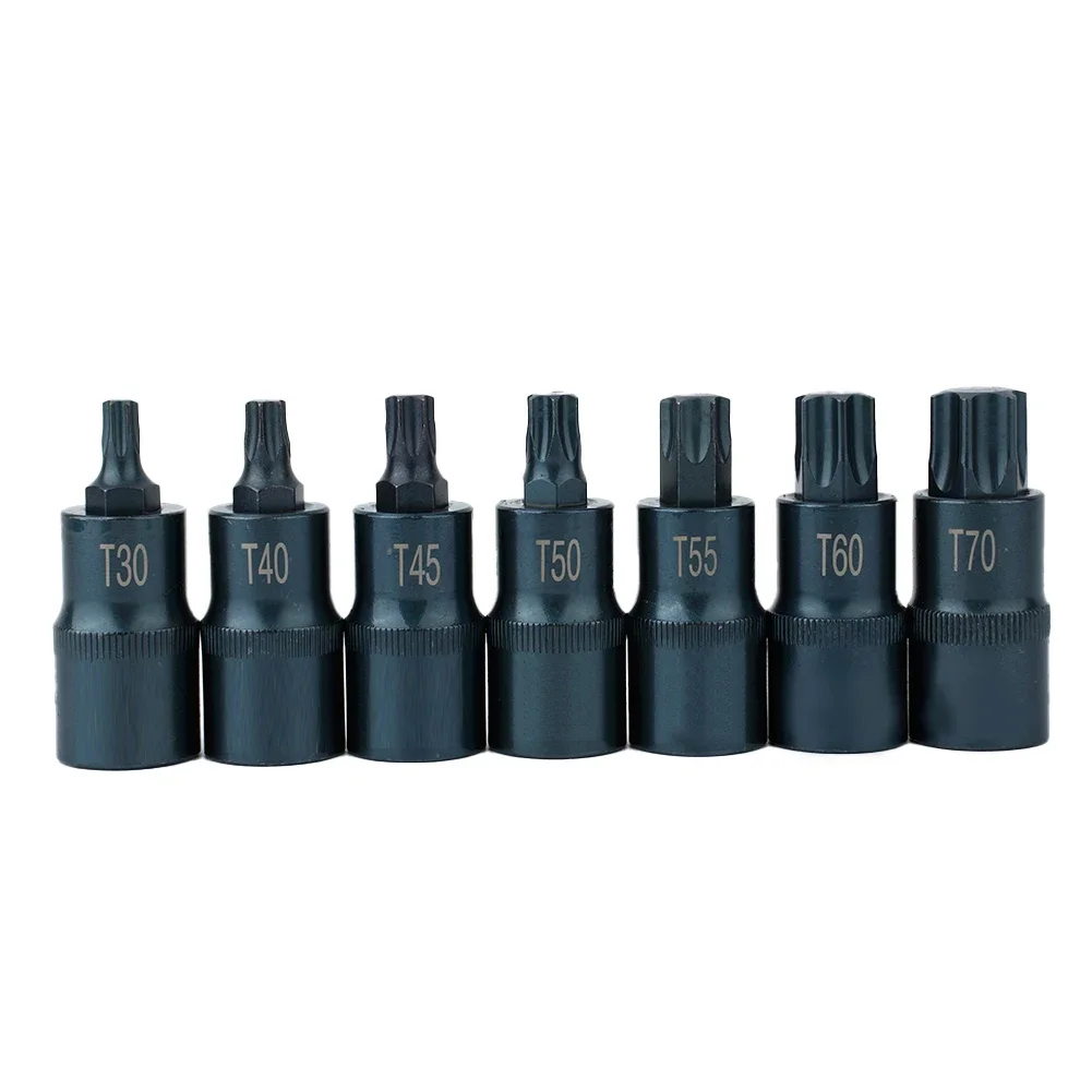 

Torx Screwdriver Bit Tool 1/2inch Socket Bits Adapter T30-T70 Adapter Hand Tool Ratchet Wrenches Torx Socket Adapter Hand Tool