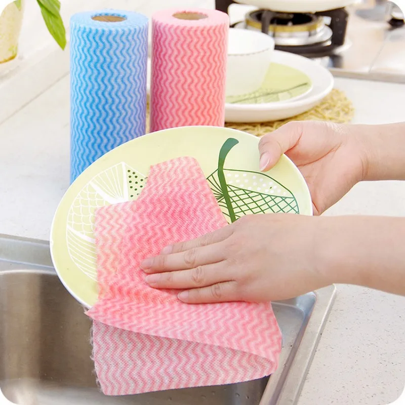 50 Sheet/roll Disposable Cleaning Towels Kitchen Dish Cloths Dish Rags Non Woven Fabric Handy Wipes Household