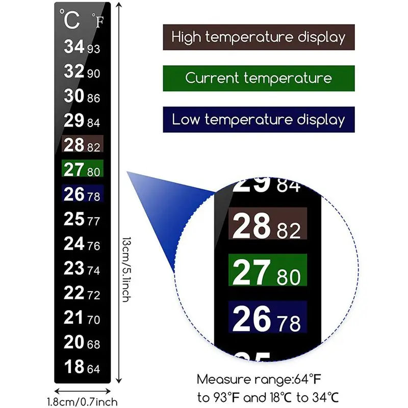 PZHI-108 Pieces Digital Temperature Sticker Adhesive Thermometer Strip Fermenter Adhesive Crystal Strip Aquarium Thermometer
