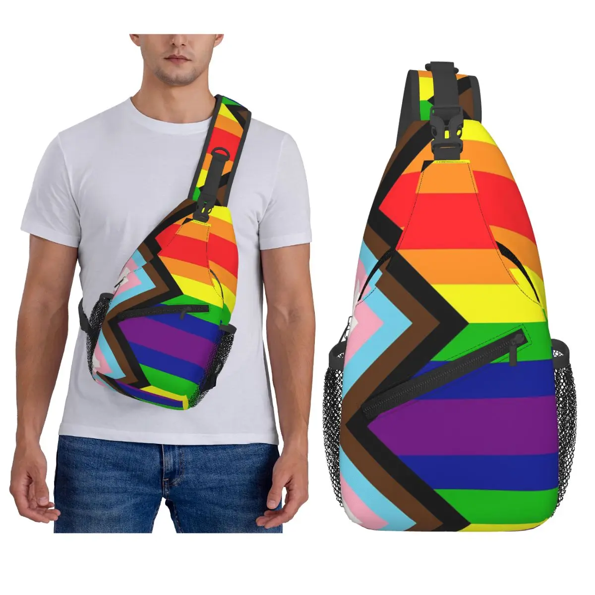 

ЛГБТ-прогресс, флаг гордости, нагрудная сумка для геев и лесбиянок, мужской рюкзак через плечо, нагрудная сумка, дорожный походный рюкзак, сумка на плечо