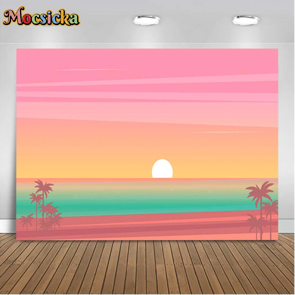 Mocsicka летний пляжный фон для фотосъемки, тропический океан, пальма, дизайн для вечеринки, декор для фотобудки, реквизит нестандартного размера