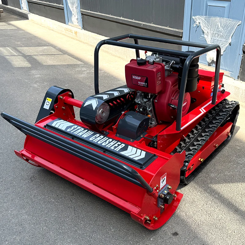 Mesin Pemotong Rumput Crawler Kendali Jarak Jauh Lebar Kerja 800mm untuk Pertanian dan Kebun