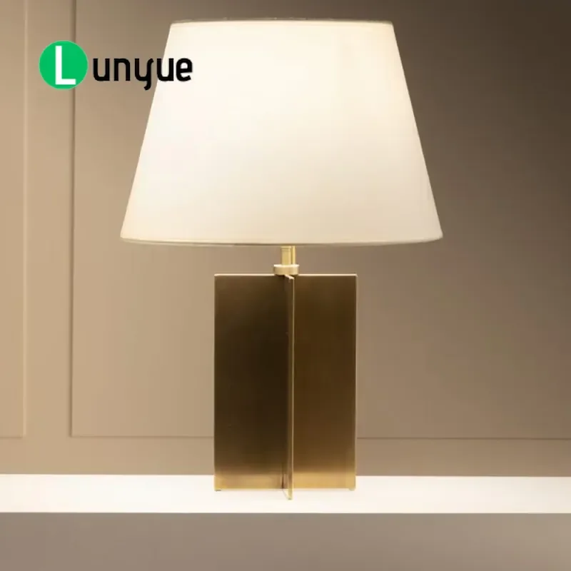 Postmodern Simple Cross Black Wrought Iron Fabric LED Desk Lamp For Living Room Bedroom Study Villa Modern Home Decor