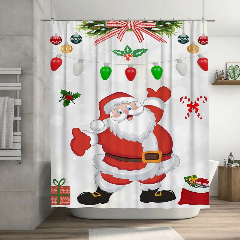 

Tuniu Festive Santa Claus Bathroom Shower Curtain Set Waterproof Holiday Decor Christmas Gift Charming Fun Novelty Design Home T