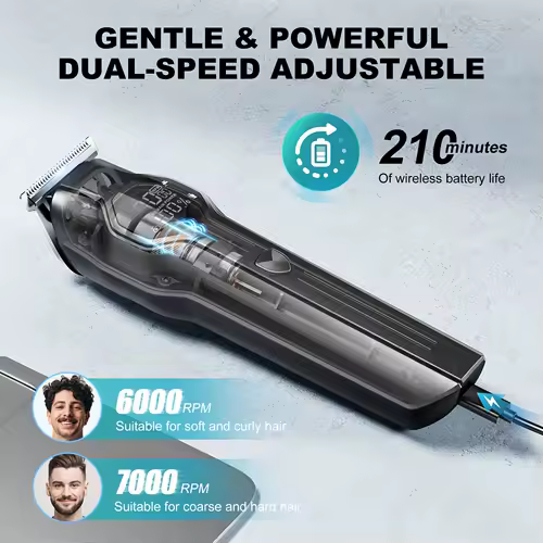 Kensen S30 4 in 1 Cordless Hair Clipper LED Display Men Beard/Nose Trimmer Rechargeable Barber Grooming Kit Hair Cutting Machine - Image 4