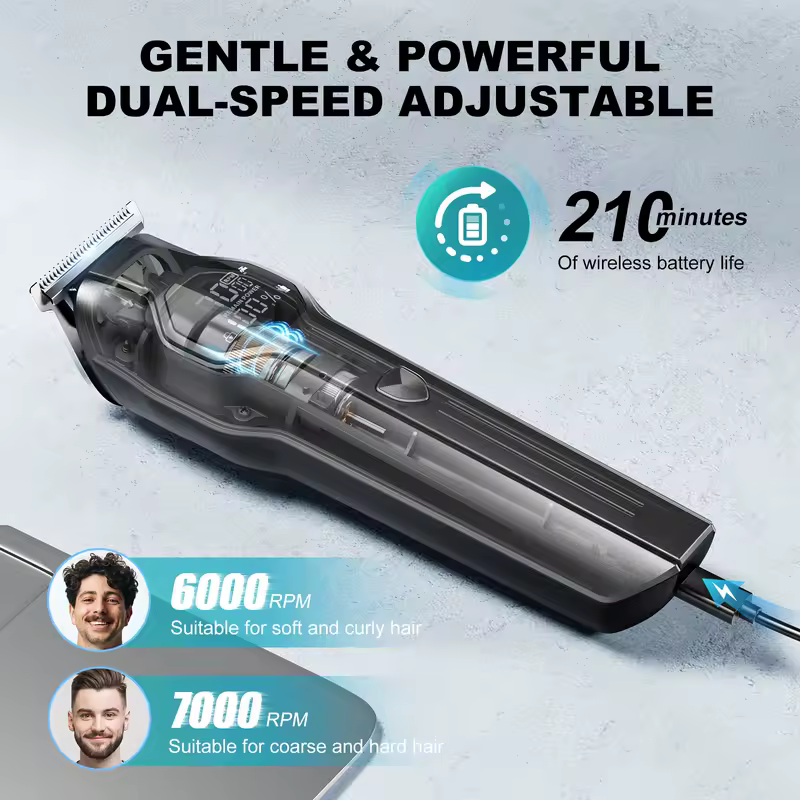 Kensen S30 4 in 1 Cordless Hair Clipper LED Display Men Beard/Nose Trimmer Rechargeable Barber Grooming Kit Hair Cutting Machine - Image 4