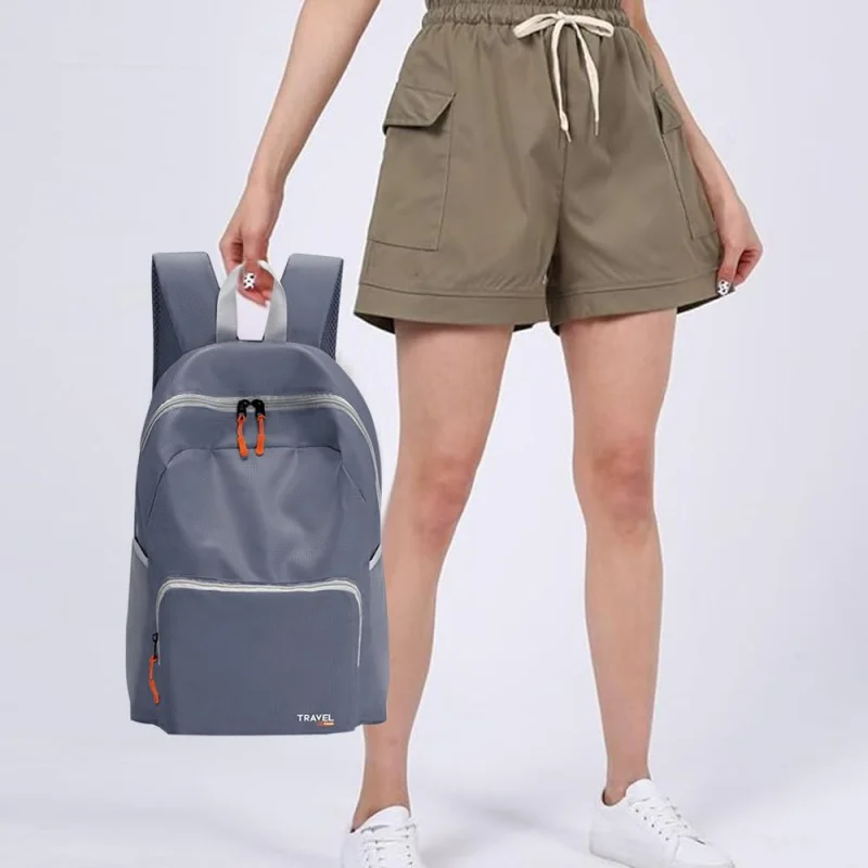 Sac à dos pliable léger et pliable pour voyage et randonnée, pour hommes et femmes, gris