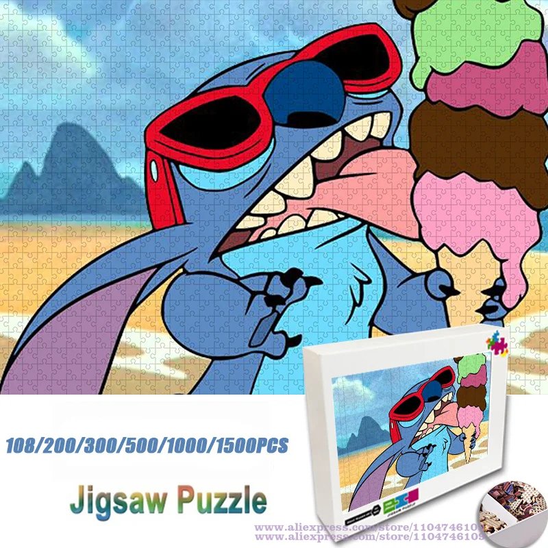 

108/200/300/500/1000/1500Pcs Anime Character Stitch Puzzle Jigsaw New In Puzzles Unisex Intelligence Puzzles with Box for Kids