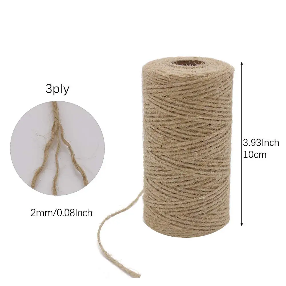 2 pièces X 333 pieds 2Mm 3 plis ficelle de Jute, paquet attaché avec ficelle, jardin d'enroulement marron naturel, cadeau, corde artisanale-BEAU