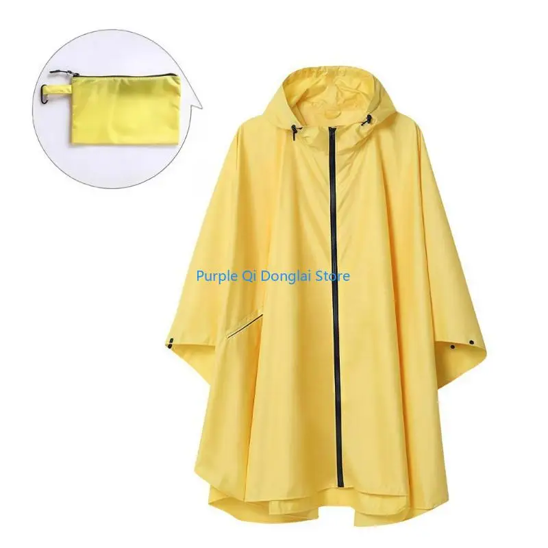 L21E Adult Waterproof Rain Poncho Lightweight Reusable Hiking Hooded Coat Jackets