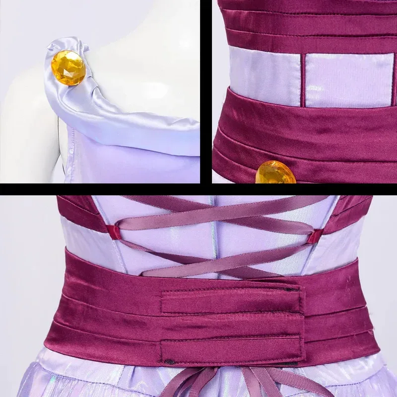 25COS Costume de Cosplay de Princess Megara Meg pour Women, 3 Pieces, Purple Dress, Halloween Carnival Party Uniform
