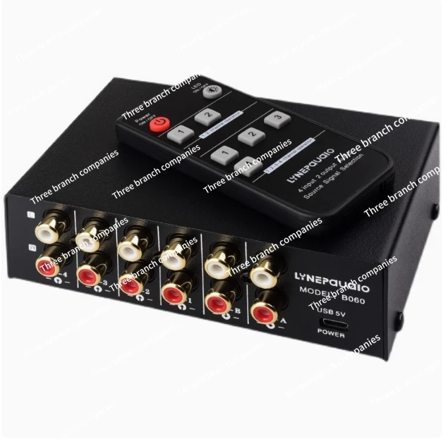 4 in 2 out audio signal remote control switcher earphone speaker switching two-way switching 2 in 4 out output no loss