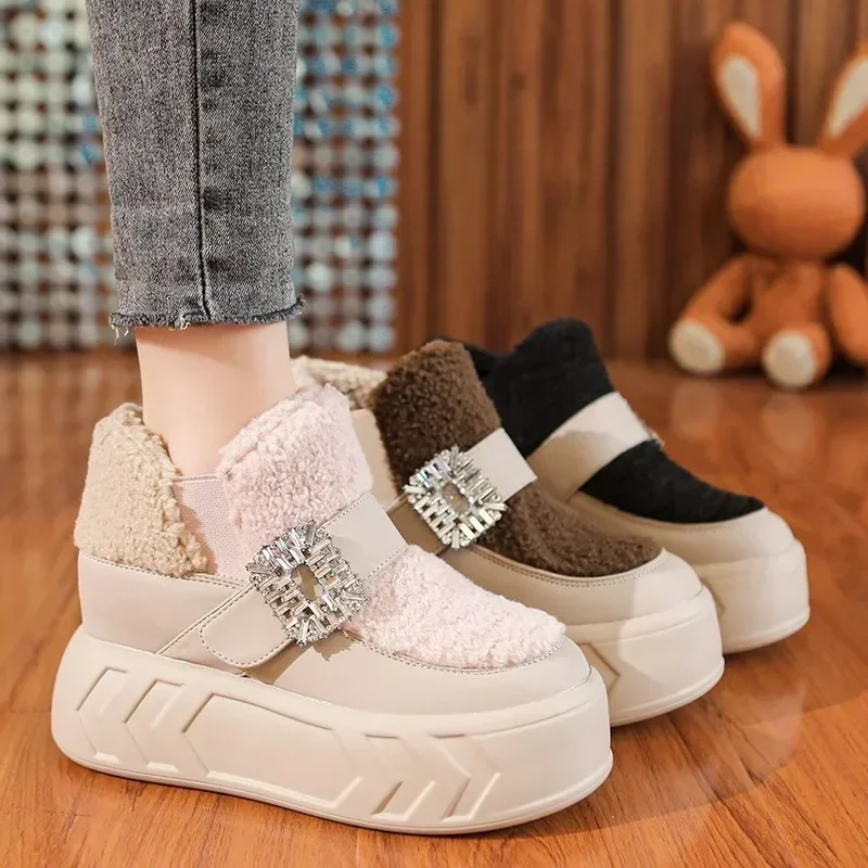 Women's Thick Sole Snow Boots Suede Keep Warm Keep Warm  Women Shoes Buckle Waterproof Platform Outdoor Leisure Botas Mujer