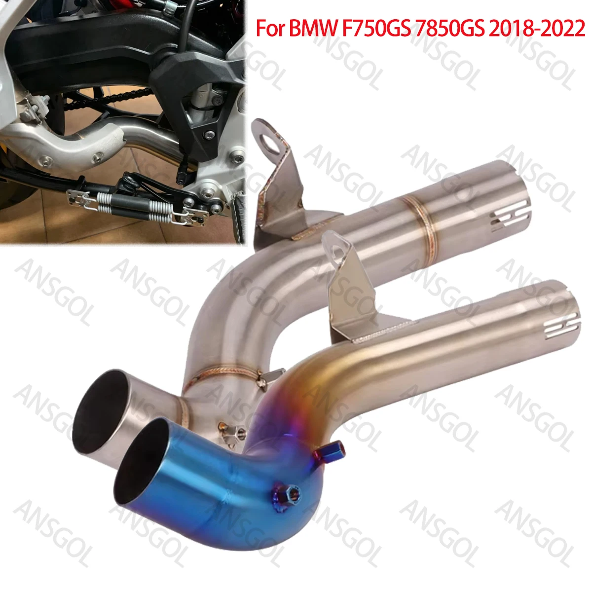 

Средняя выхлопная труба Escape без шнуровки для BMW F750GS F850GS 2018-2022, модифицированный глушитель, средняя соединительная труба