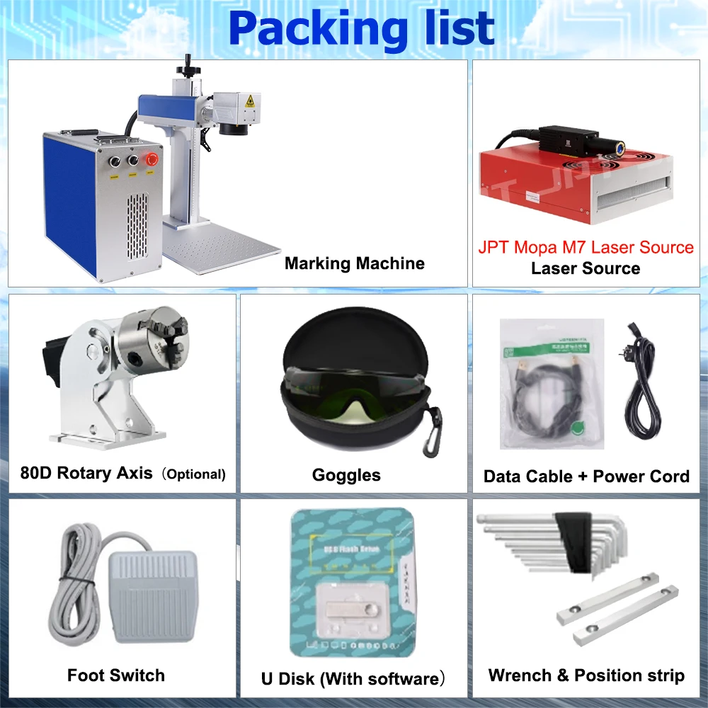 เครื่องแกะสลักเลเซอร์ไฟเบอร์ JPT Mopa 300W สำหรับโลหะ ทอง เงิน เครื่องประดับ เครื่องแกะสลักเลเซอร์ตัดสแตนเลส ทำเครื่องหมายสี