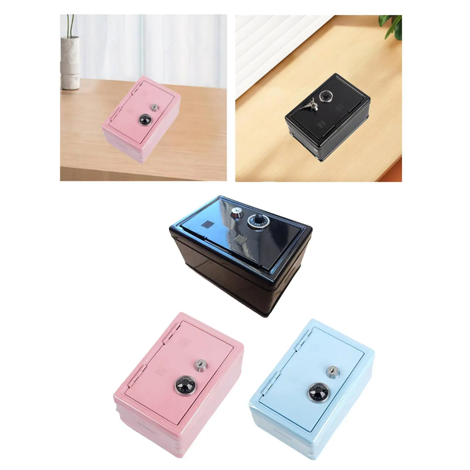 Money Saving Box Coin Bank Living Room Organizer with Lock Iron Piggy Bank