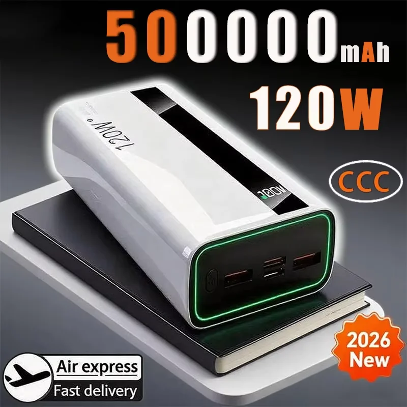 

500000 мАч 120 Вт Power Bank Супер большая емкость Быстрая зарядка Портативный внешний аккумулятор Power Bank для Iphone Samsung Huawei