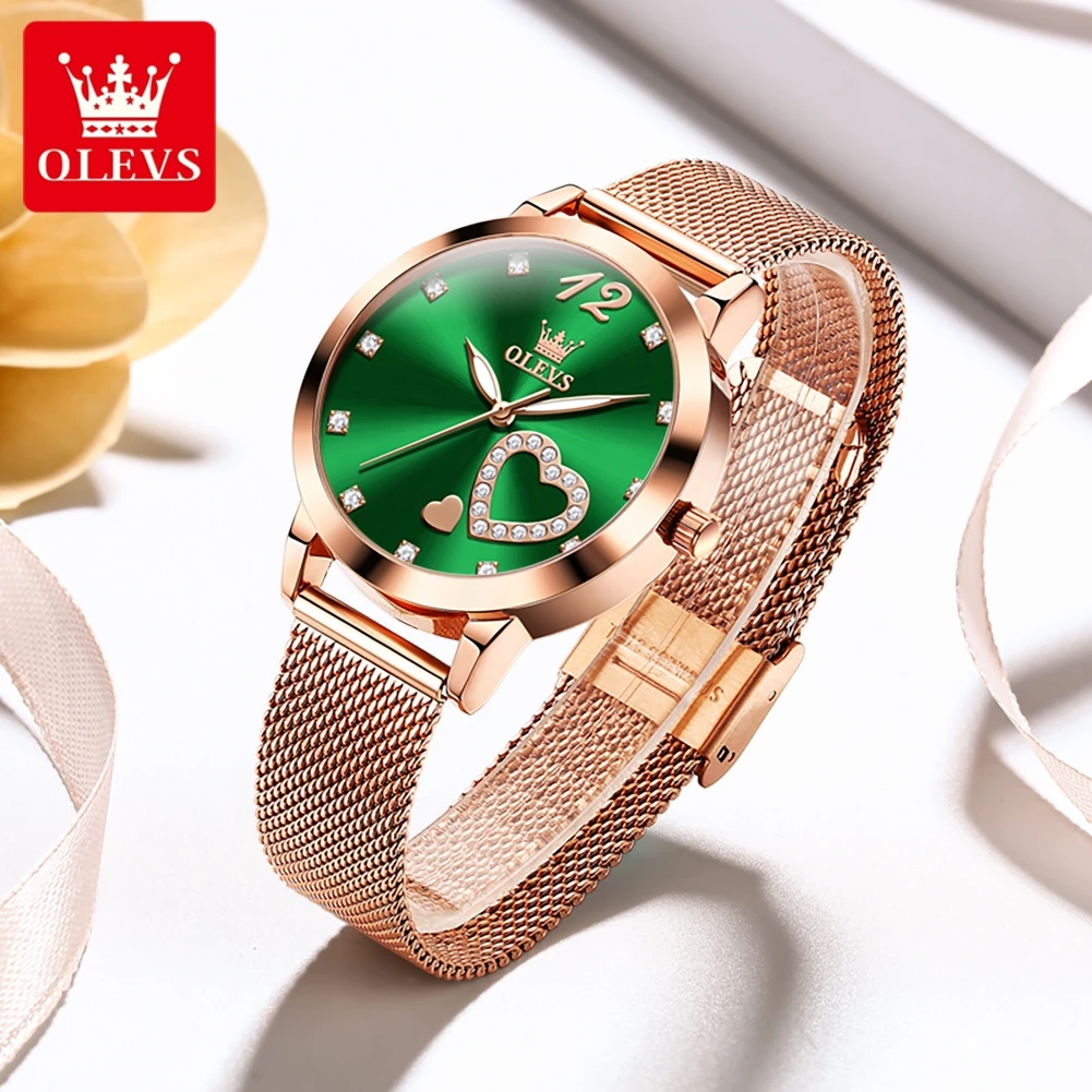 OLEVS 5189 Light Luxury Style Women Quartz Movement Watch Luminous Function 30m Waterproof Milanese Steel Strip Brand Wristwatch