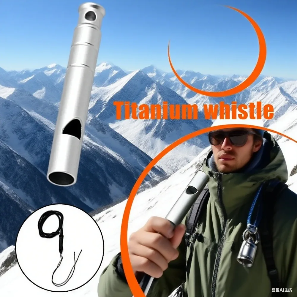 صفارة إنقاذ خارجية خفيفة الوزن ومدمجة من سبائك التيتانيوم مناسبة لتسلق الجبال وتدريبات السلامة #1