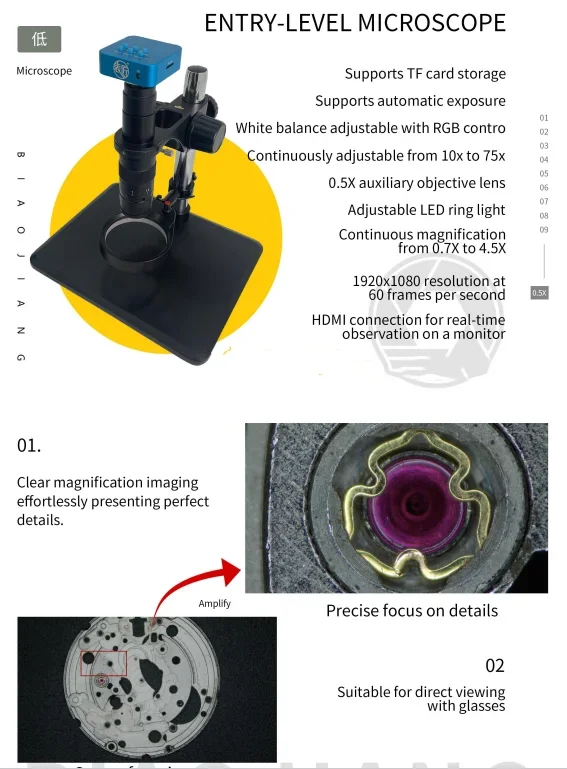 

TLF Высококачественный металлический электронный микроскоп, инструменты для ремонта часов для наблюдения за деталями часов, микроскоп для мобильного телефона для ремонта