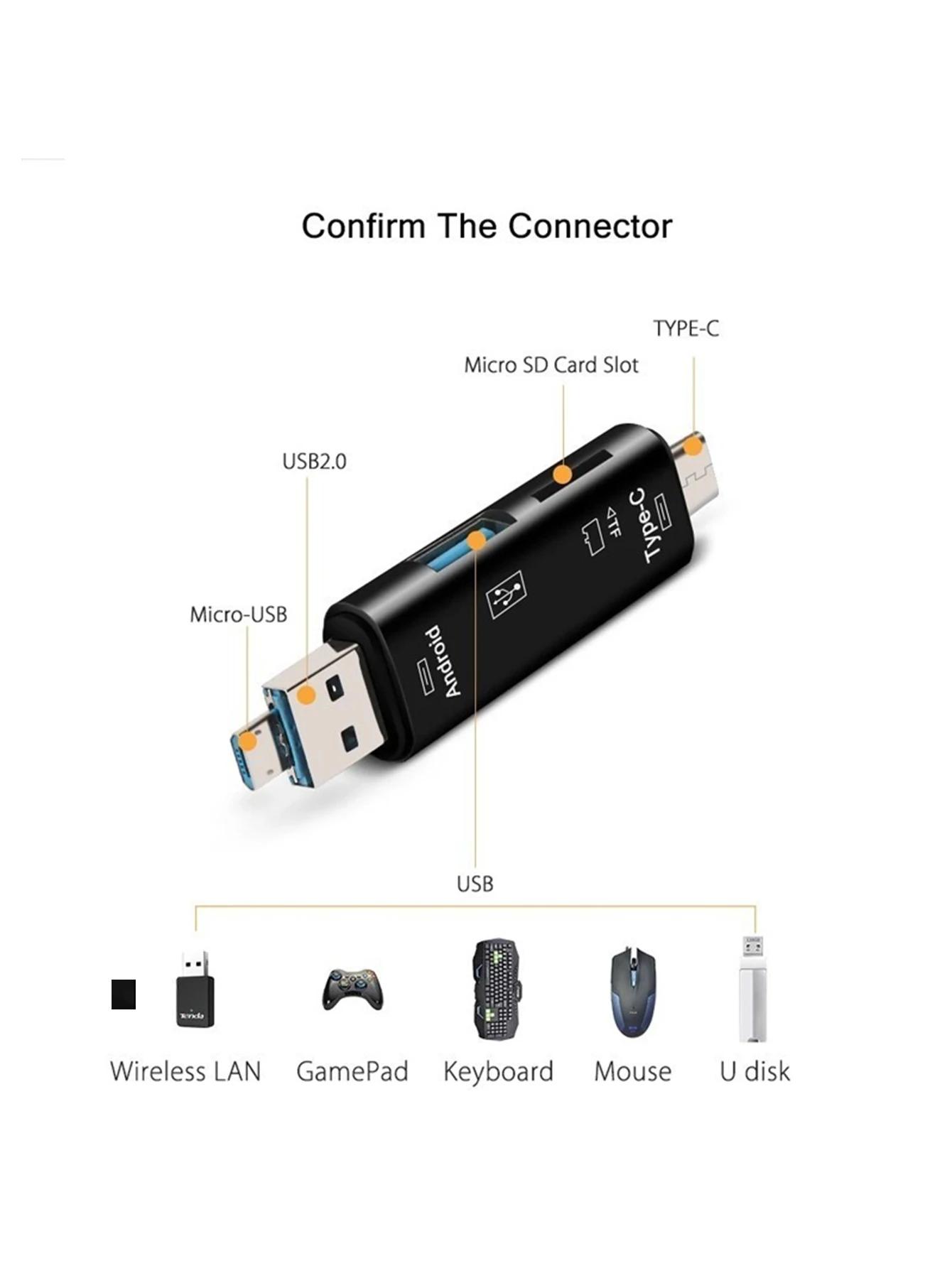 5 in 1 Multifunction USB 3.0 Type-C/Usb /Micro Usb/Tf Memory Card Reader High-speed Computer OTG Card Reader Adapter Cardreaders