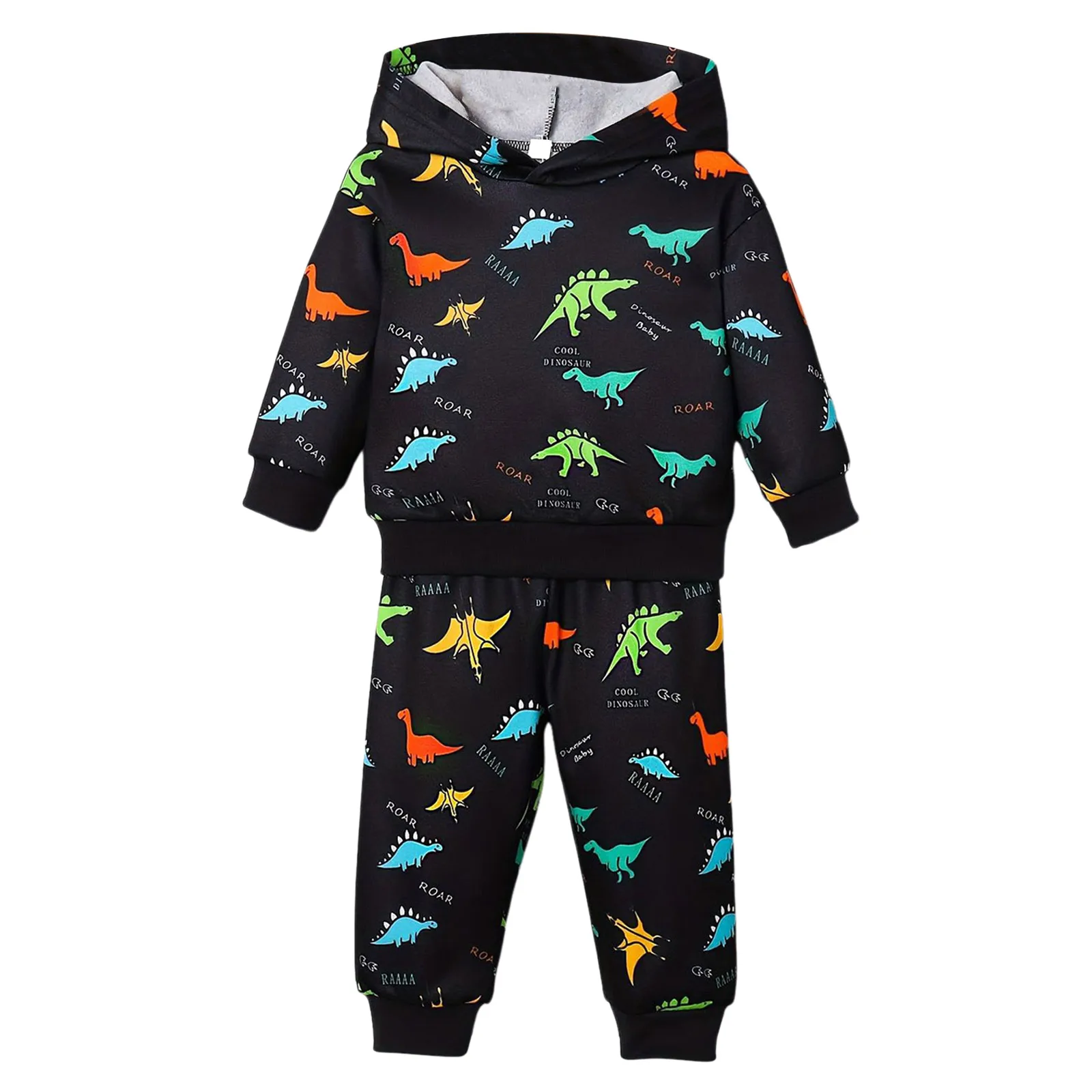 

Baby 3 Piece Outfit Boy Baby Boy Spring And Fleece Hooded Dinosaur Long Sleeved Shirt Long Pants Casual Suit Outfit Boy 4t