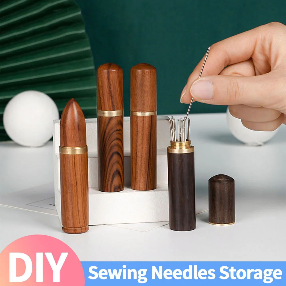 Sewing Needles Storage Box Wooden Knitting Embroidery Needles Case Container Toothpick Needle Storage Household DIY Sewing Tools