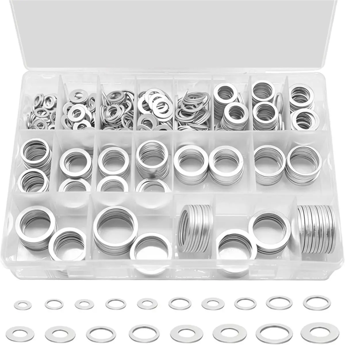 580PCS Oil Drain Plug Crush Washer Kit,18 Sizes Aluminum Oil Drain Plug Gasket Assortment, Crush Washer Oil Drain Plug