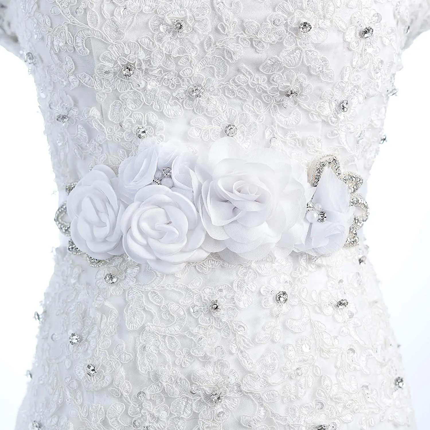 Cinture da sposa bianco avorio fiori perle fiore di raso strass decorazione accessori eleganti damigelle d'onore abiti da donna Sash