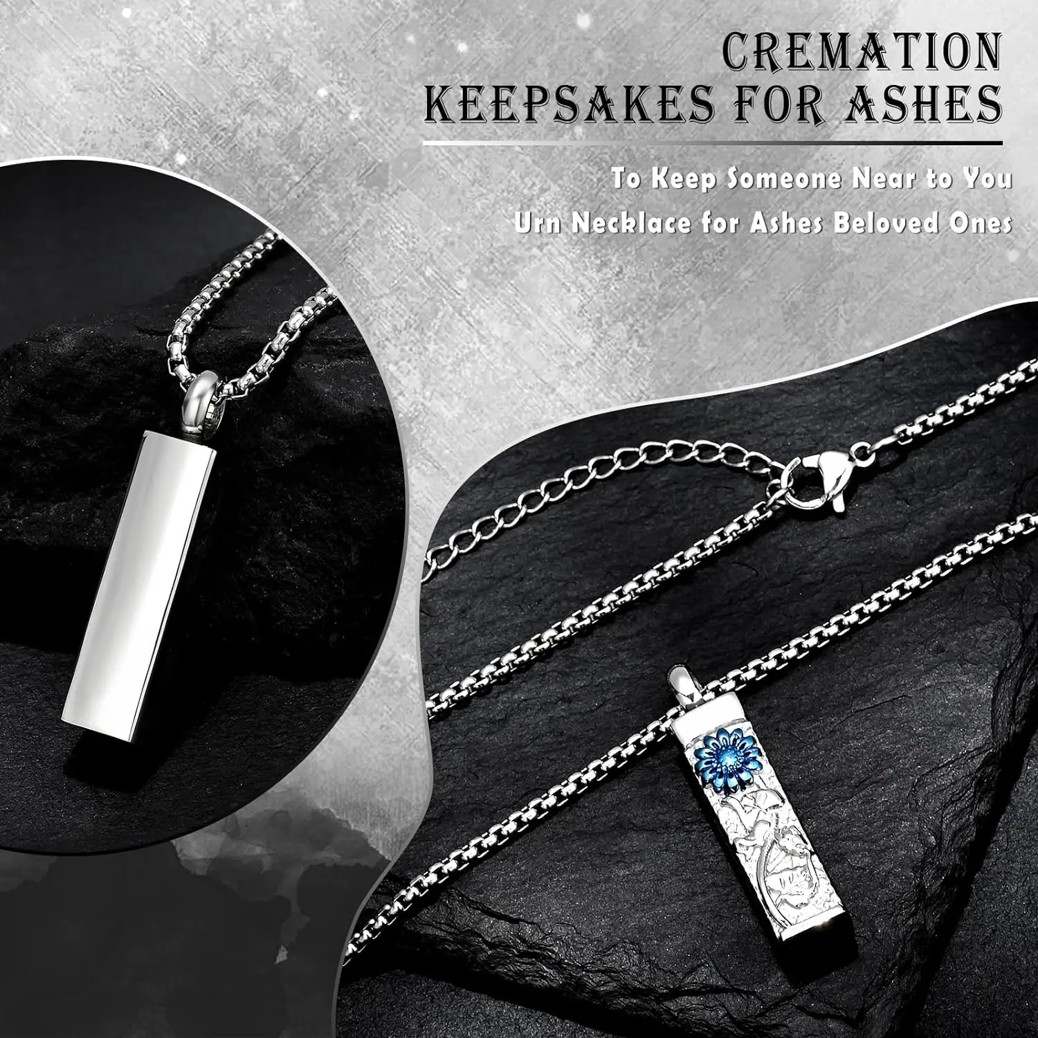 Sunflower Cuboid Shape Cremation Urn Jewelry Necklace cremation Jewelry for Ashes Customizable Keepsake Pendant