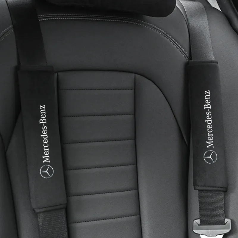 Car seat belt leather Shoulder Protector Safety Belt 2pcs For Mercedes Benz S320 W164 W203 W204 W168 C180 E320 A200 CLA CLK CLS view 3