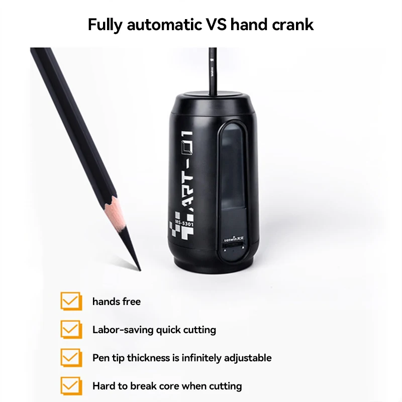 Automatic Electric Pencil Sharpener for Charcoal and Colored Pencils Fully Sharpen Mechanical Student School Supplies Stationery